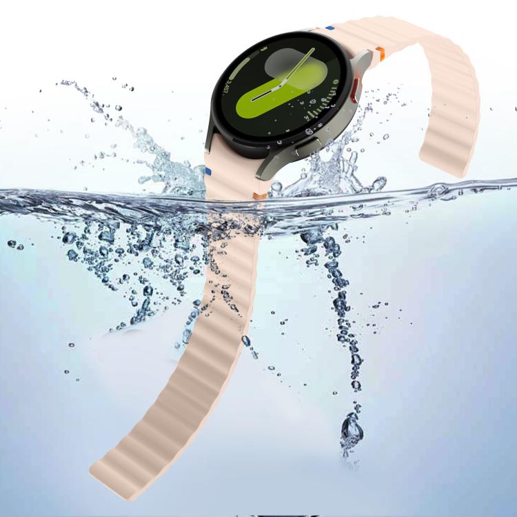 For Samsung Galaxy Watch 7 / 6 / 5 / 4 Wavy Grain Stitched Magnetic Silicone Watch Band