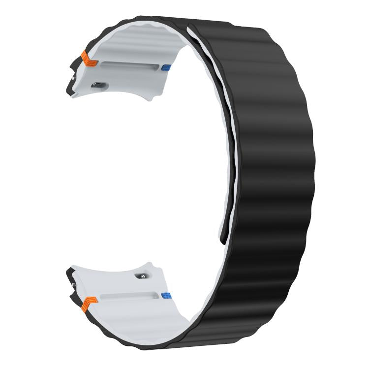 For Samsung Galaxy Watch 7 / 6 / 5 / 4 Wavy Grain Stitched Magnetic Silicone Watch Band