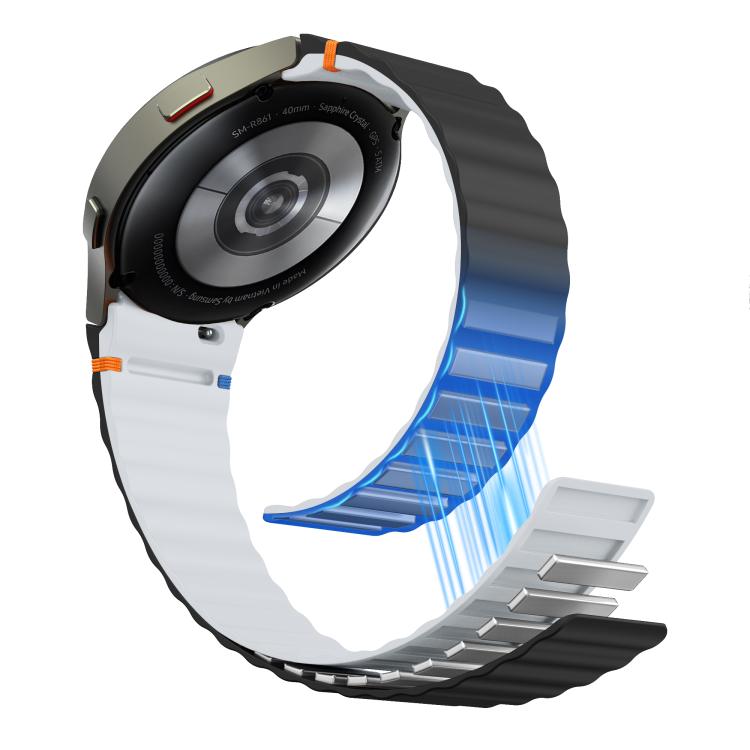 For Samsung Galaxy Watch 7 / 6 / 5 / 4 Wavy Grain Stitched Magnetic Silicone Watch Band