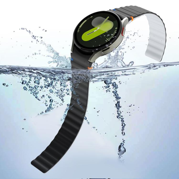 For Samsung Galaxy Watch 7 / 6 / 5 / 4 Wavy Grain Stitched Magnetic Silicone Watch Band
