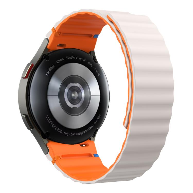 For Samsung Galaxy Watch 7 / 6 / 5 / 4 Wavy Grain Stitched Magnetic Silicone Watch Band