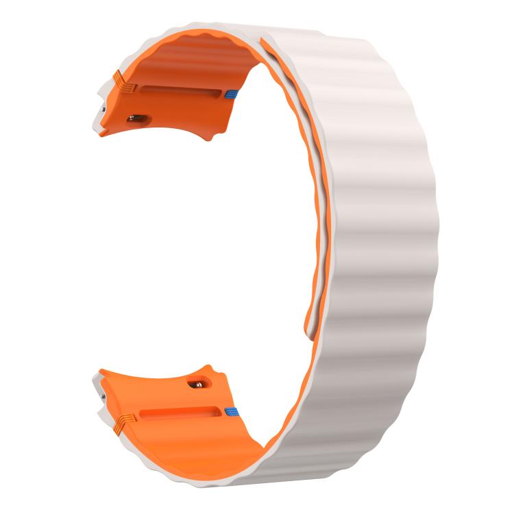 For Samsung Galaxy Watch 7 / 6 / 5 / 4 Wavy Grain Stitched Magnetic Silicone Watch Band