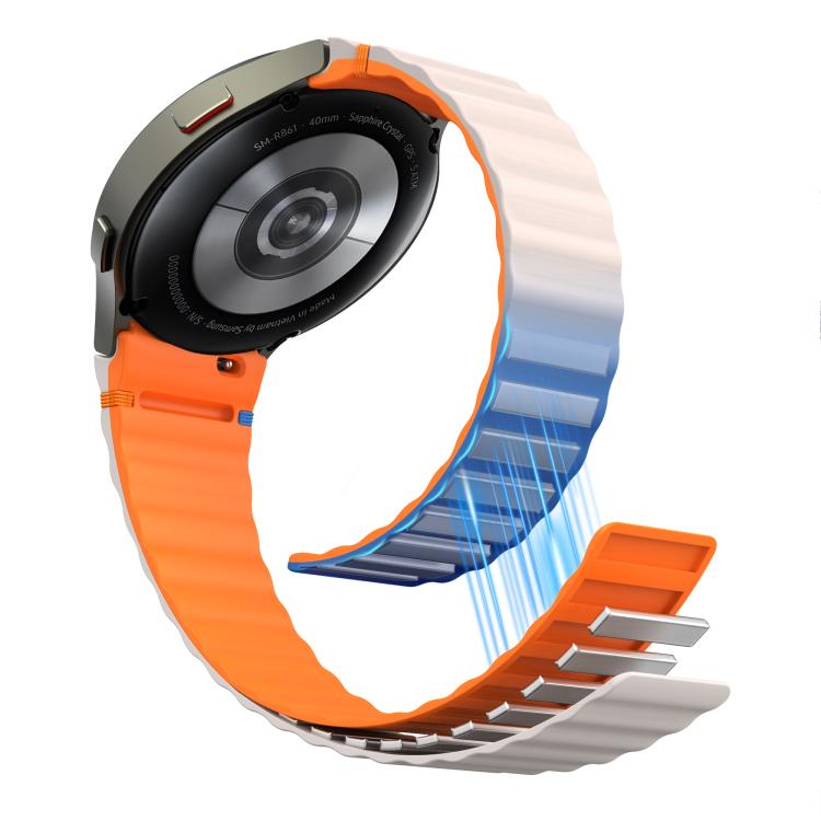 For Samsung Galaxy Watch 7 / 6 / 5 / 4 Wavy Grain Stitched Magnetic Silicone Watch Band