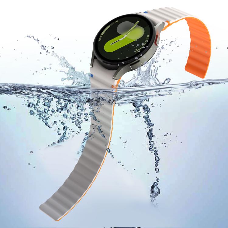 For Samsung Galaxy Watch 7 / 6 / 5 / 4 Wavy Grain Stitched Magnetic Silicone Watch Band