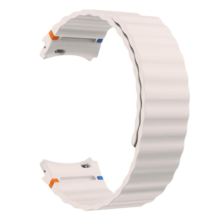 For Samsung Galaxy Watch 7 / 6 / 5 / 4 Wavy Grain Stitched Magnetic Silicone Watch Band