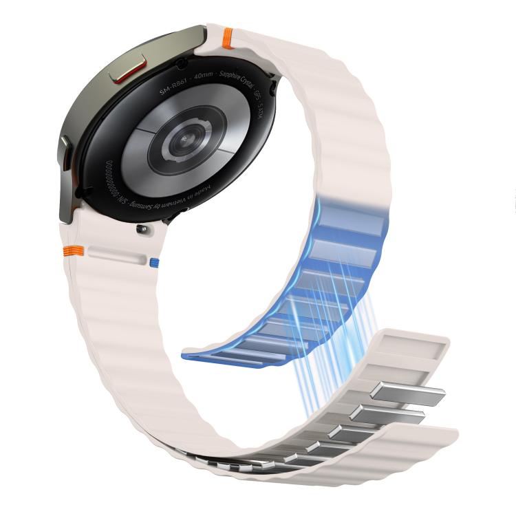 For Samsung Galaxy Watch 7 / 6 / 5 / 4 Wavy Grain Stitched Magnetic Silicone Watch Band