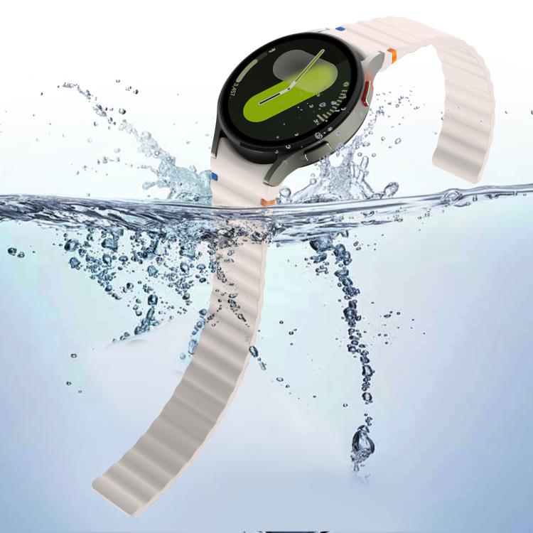 For Samsung Galaxy Watch 7 / 6 / 5 / 4 Wavy Grain Stitched Magnetic Silicone Watch Band