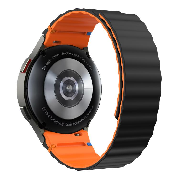 For Samsung Galaxy Watch 7 / 6 / 5 / 4 Wavy Grain Stitched Magnetic Silicone Watch Band