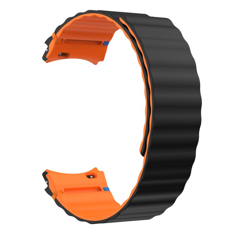 For Samsung Galaxy Watch 7 / 6 / 5 / 4 Wavy Grain Stitched Magnetic Silicone Watch Band