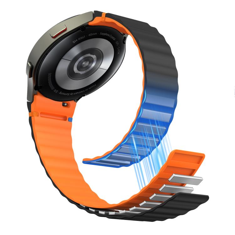 For Samsung Galaxy Watch 7 / 6 / 5 / 4 Wavy Grain Stitched Magnetic Silicone Watch Band