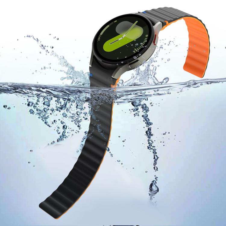 For Samsung Galaxy Watch 7 / 6 / 5 / 4 Wavy Grain Stitched Magnetic Silicone Watch Band