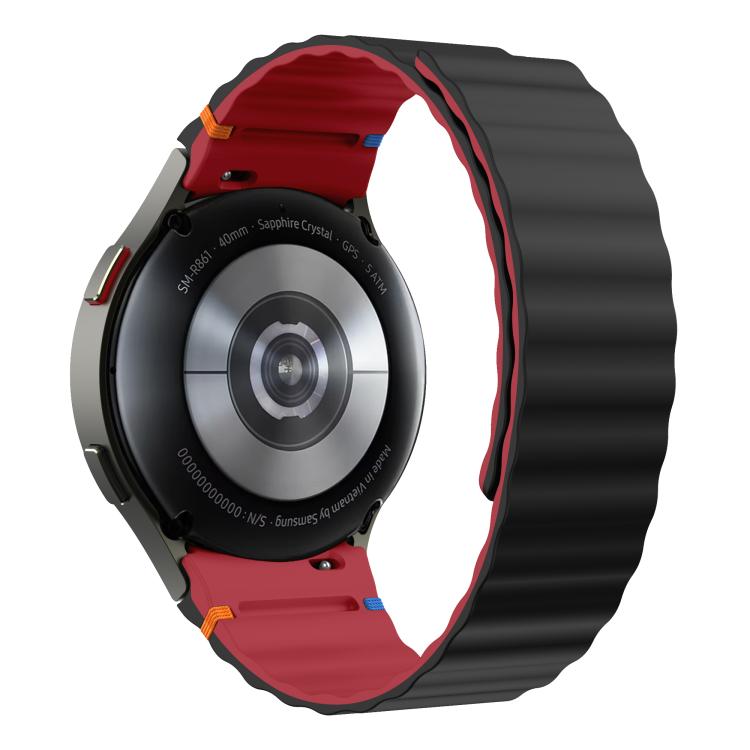 For Samsung Galaxy Watch 7 / 6 / 5 / 4 Wavy Grain Stitched Magnetic Silicone Watch Band