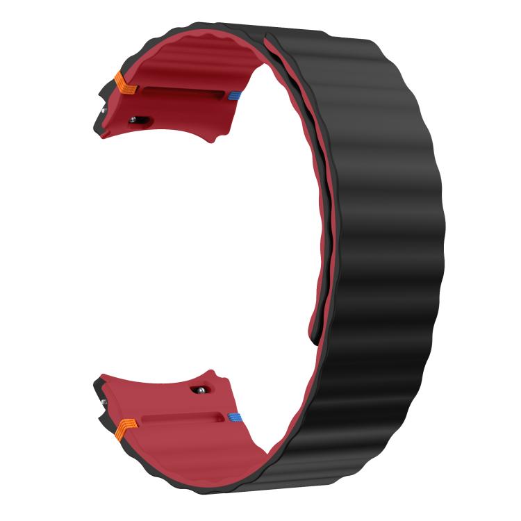For Samsung Galaxy Watch 7 / 6 / 5 / 4 Wavy Grain Stitched Magnetic Silicone Watch Band
