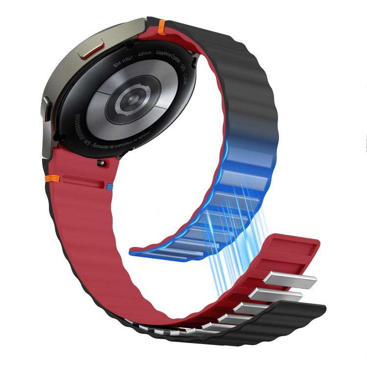 For Samsung Galaxy Watch 7 / 6 / 5 / 4 Wavy Grain Stitched Magnetic Silicone Watch Band