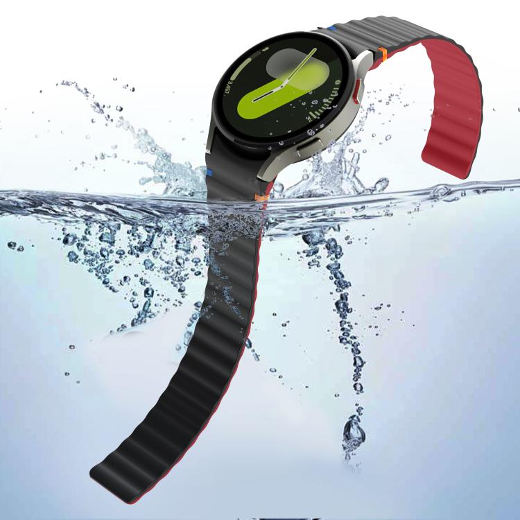 For Samsung Galaxy Watch 7 / 6 / 5 / 4 Wavy Grain Stitched Magnetic Silicone Watch Band