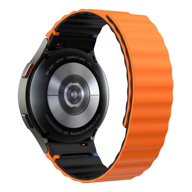 For Samsung Galaxy Watch 7 / 6 / 5 / 4 Wavy Grain Stitched Magnetic Silicone Watch Band