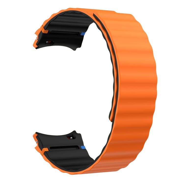 For Samsung Galaxy Watch 7 / 6 / 5 / 4 Wavy Grain Stitched Magnetic Silicone Watch Band