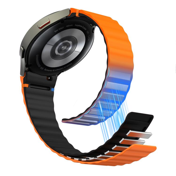 For Samsung Galaxy Watch 7 / 6 / 5 / 4 Wavy Grain Stitched Magnetic Silicone Watch Band