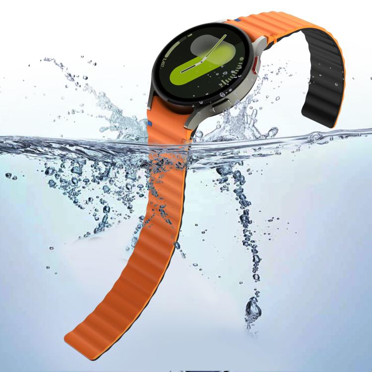 For Samsung Galaxy Watch 7 / 6 / 5 / 4 Wavy Grain Stitched Magnetic Silicone Watch Band