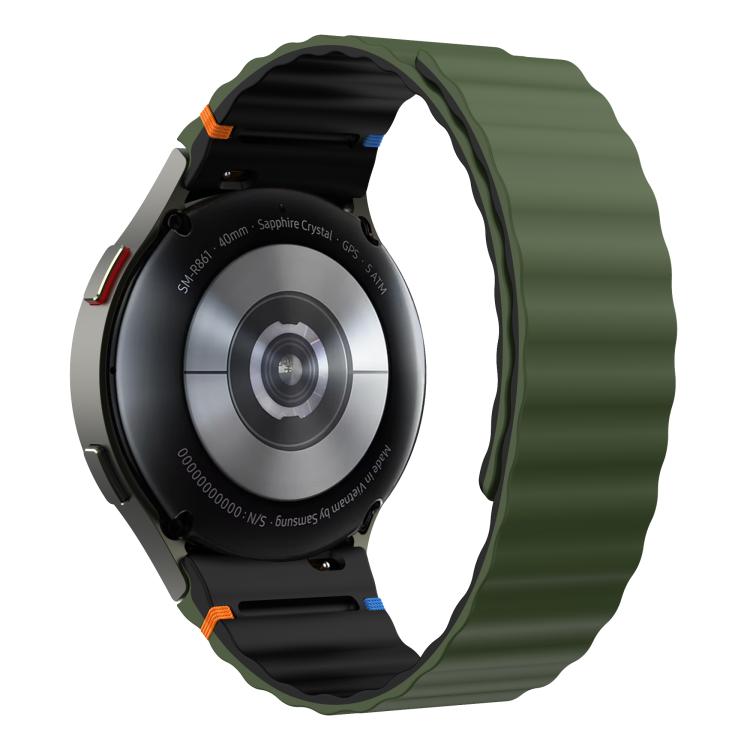 For Samsung Galaxy Watch 7 / 6 / 5 / 4 Wavy Grain Stitched Magnetic Silicone Watch Band