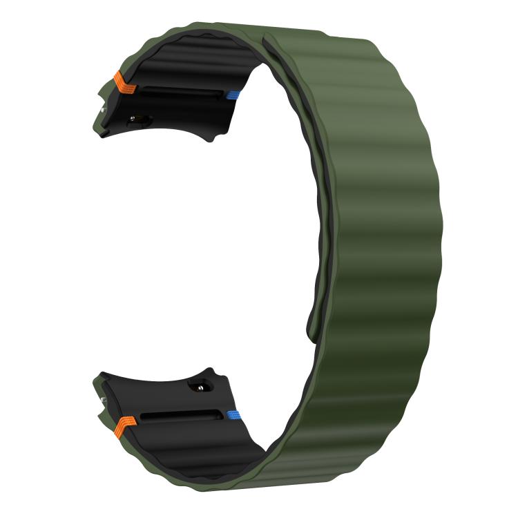 For Samsung Galaxy Watch 7 / 6 / 5 / 4 Wavy Grain Stitched Magnetic Silicone Watch Band