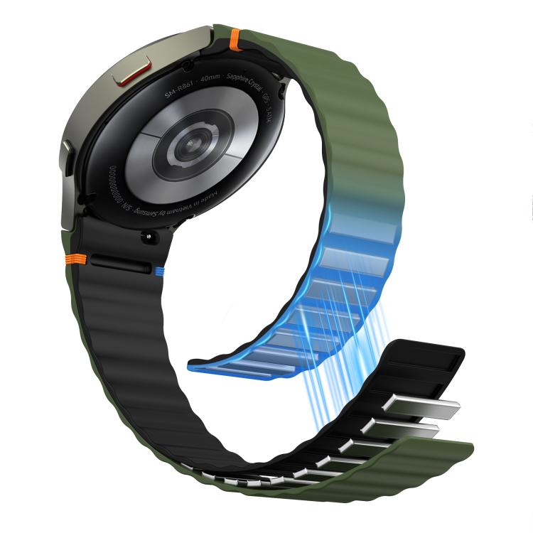 For Samsung Galaxy Watch 7 / 6 / 5 / 4 Wavy Grain Stitched Magnetic Silicone Watch Band