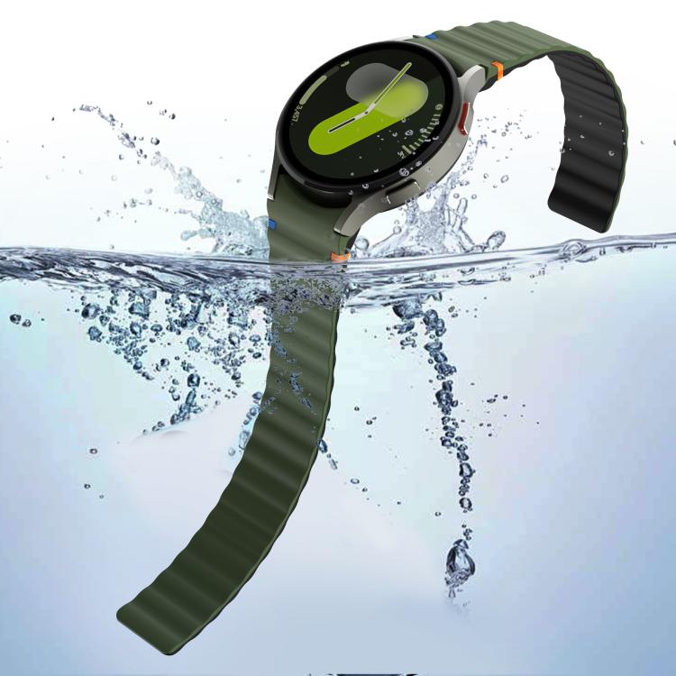 For Samsung Galaxy Watch 7 / 6 / 5 / 4 Wavy Grain Stitched Magnetic Silicone Watch Band