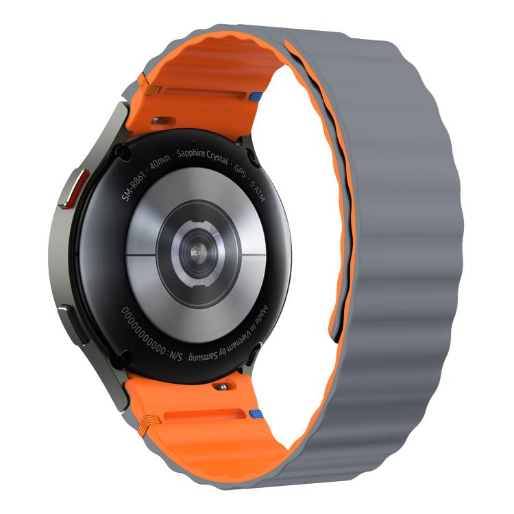 For Samsung Galaxy Watch 7 / 6 / 5 / 4 Wavy Grain Stitched Magnetic Silicone Watch Band