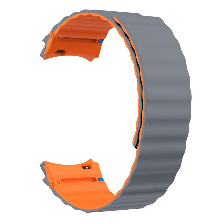 For Samsung Galaxy Watch 7 / 6 / 5 / 4 Wavy Grain Stitched Magnetic Silicone Watch Band