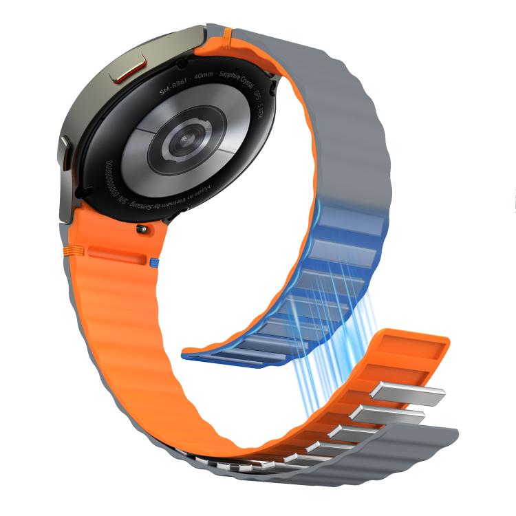 For Samsung Galaxy Watch 7 / 6 / 5 / 4 Wavy Grain Stitched Magnetic Silicone Watch Band