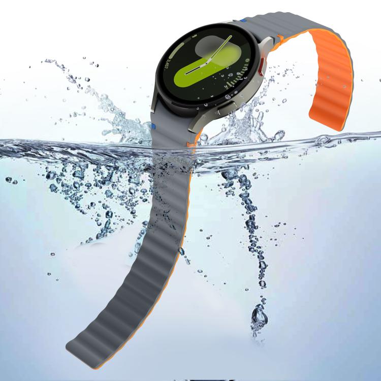 For Samsung Galaxy Watch 7 / 6 / 5 / 4 Wavy Grain Stitched Magnetic Silicone Watch Band