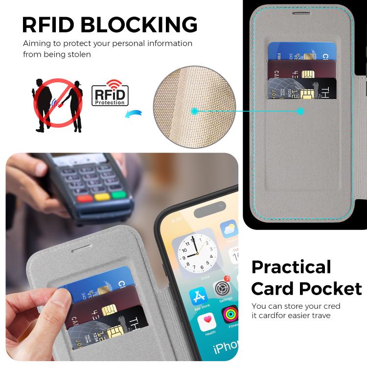 For iPhone 17 Pro Knight Shield 360 Rotation Holder MagSafe RFID Leather Phone Case