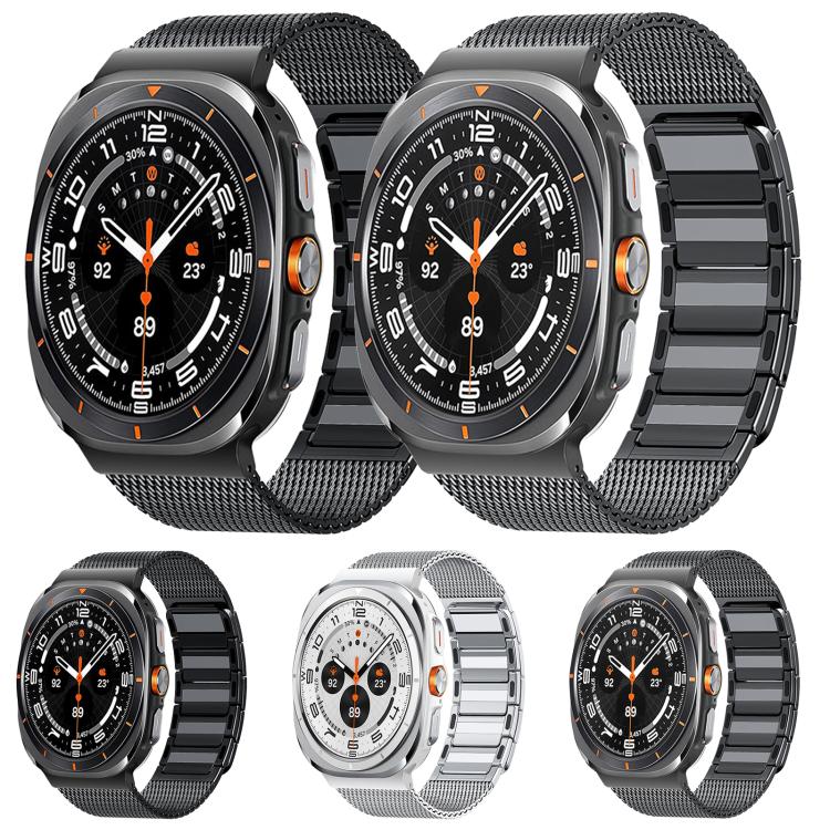 For Samsung Galaxy Watch Ultra 47mm / Ultra 2025 Magnetic Woven I-Shaped Stainless Steel Watch Band