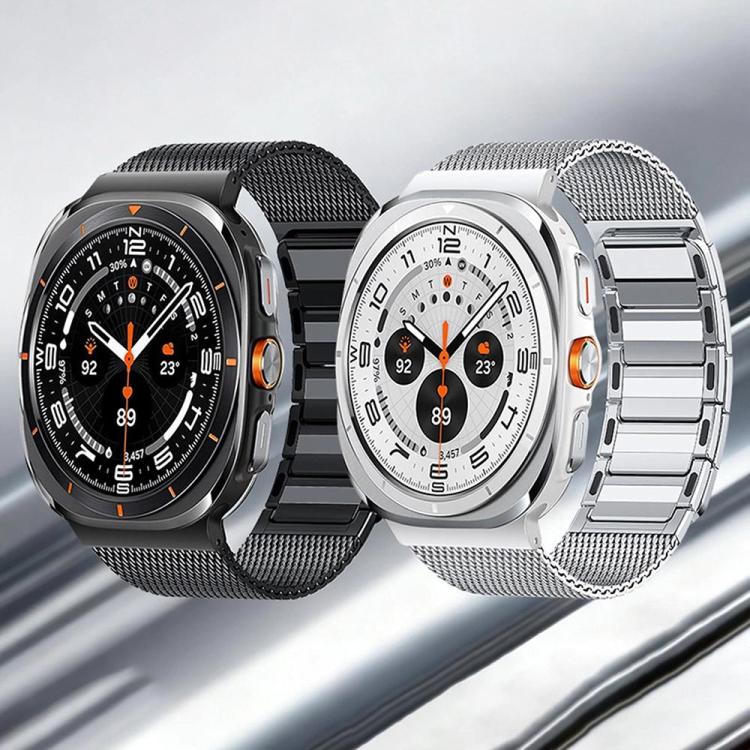 For Samsung Galaxy Watch Ultra 47mm / Ultra 2025 Magnetic Woven I-Shaped Stainless Steel Watch Band