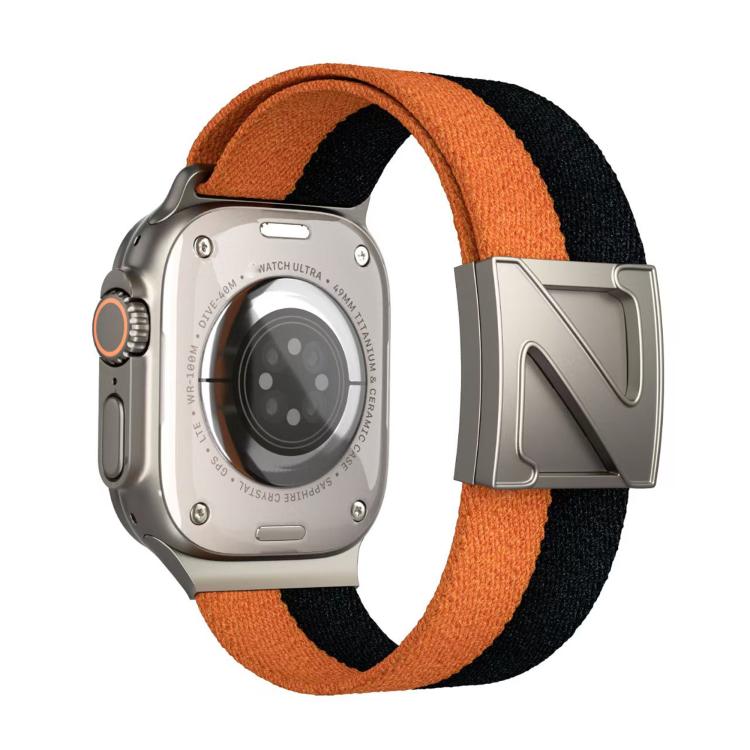 For Apple Watch 46mm / 49mm / 45mm / 44mm Z Shaped Magnetic Clasp Two Color Nylon Watch Band