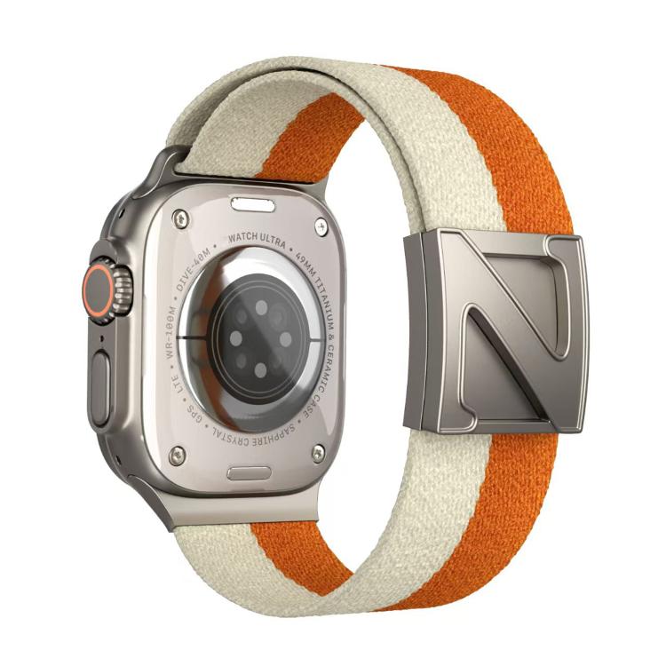 For Apple Watch 46mm / 49mm / 45mm / 44mm Z Shaped Magnetic Clasp Two Color Nylon Watch Band