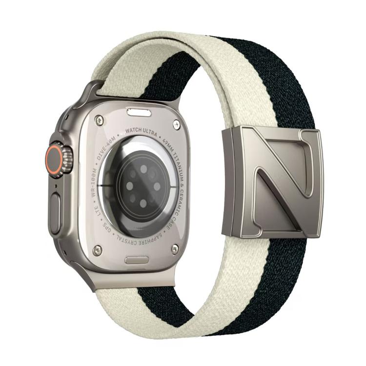 For Apple Watch 46mm / 49mm / 45mm / 44mm Z Shaped Magnetic Clasp Two Color Nylon Watch Band