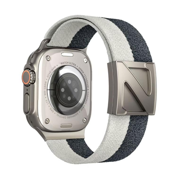 For Apple Watch 46mm / 49mm / 45mm / 44mm Z Shaped Magnetic Clasp Two Color Nylon Watch Band