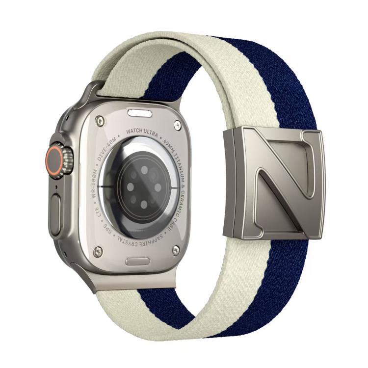 For Apple Watch 46mm / 49mm / 45mm / 44mm Z Shaped Magnetic Clasp Two Color Nylon Watch Band