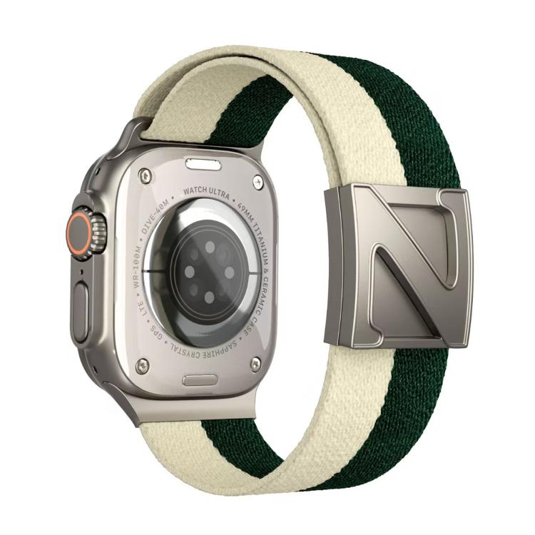For Apple Watch 46mm / 49mm / 45mm / 44mm Z Shaped Magnetic Clasp Two Color Nylon Watch Band