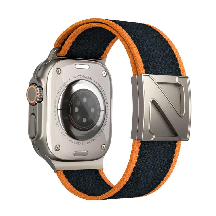For Apple Watch 46mm / 49mm / 45mm / 44mm Z Shaped Magnetic Clasp Two Color Nylon Watch Band