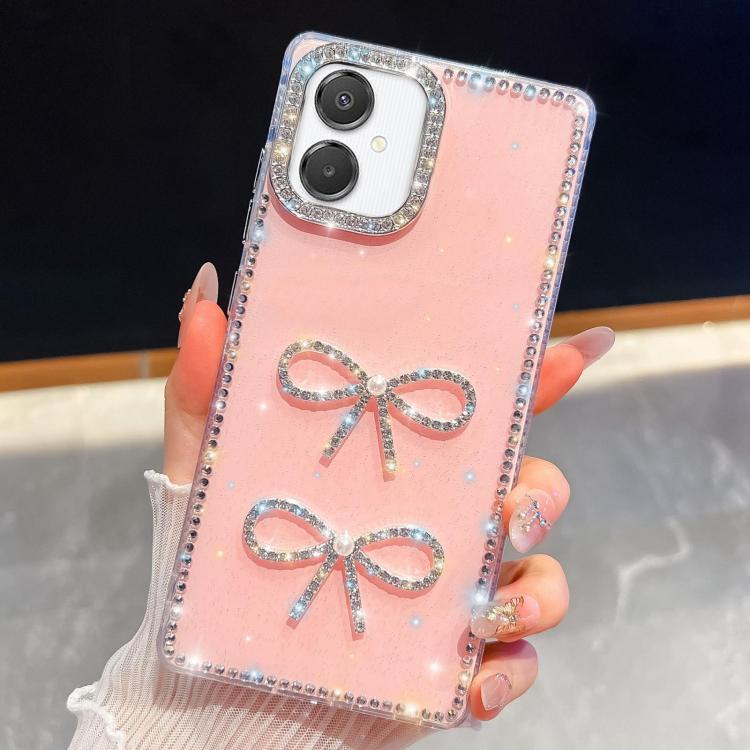 For Samsung Galaxy A07 5G Diamond Glitter Dual Bow-knot Shockproof Phone Case