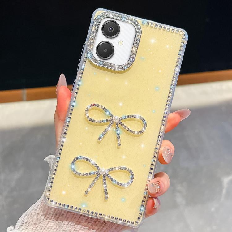 For Samsung Galaxy A07 5G Diamond Glitter Dual Bow-knot Shockproof Phone Case