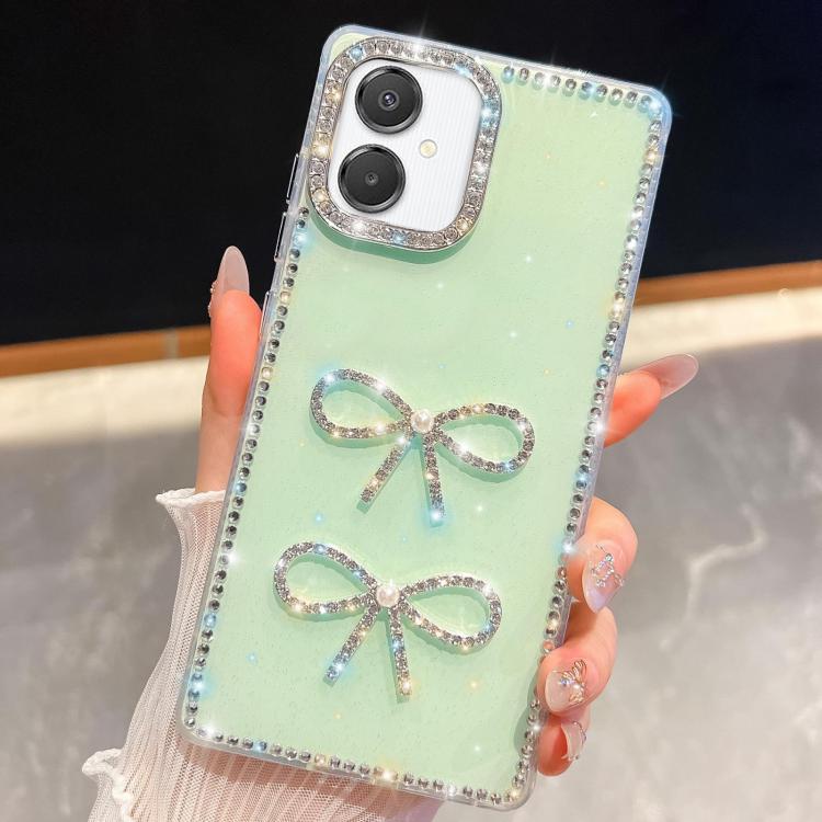 For Samsung Galaxy A07 5G Diamond Glitter Dual Bow-knot Shockproof Phone Case