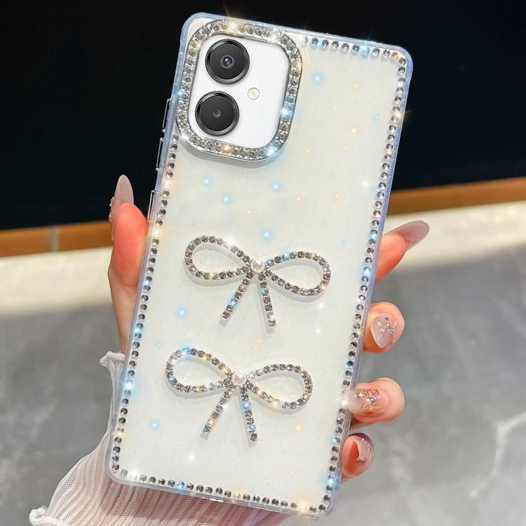 For Samsung Galaxy A07 5G Diamond Glitter Dual Bow-knot Shockproof Phone Case