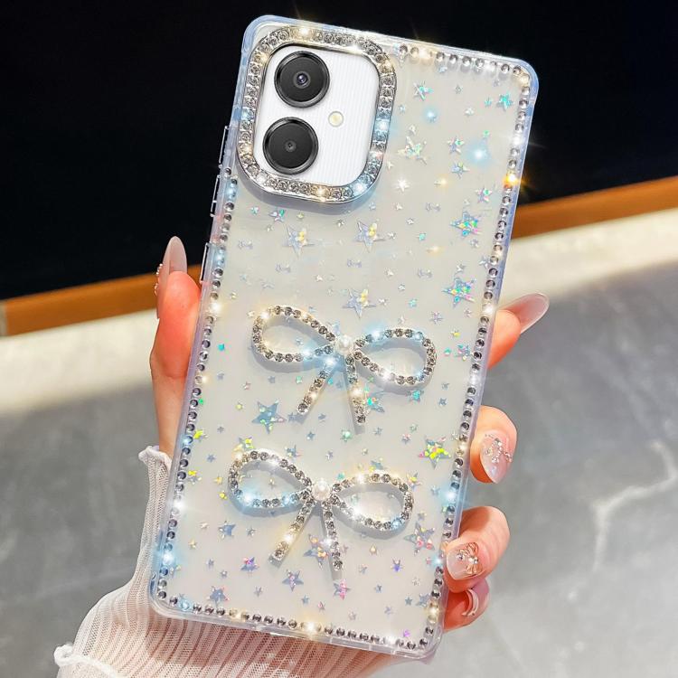 For Samsung Galaxy A07 5G Diamond Glitter Dual Bow-knot Shockproof Phone Case
