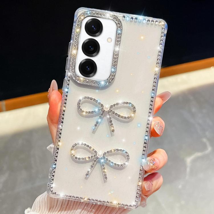 For Samsung Galaxy A17 5G Diamond Glitter Dual Bow-knot Shockproof Phone Case