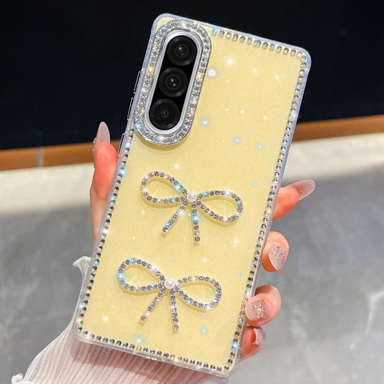 For Samsung Galaxy A36 5G Diamond Glitter Dual Bow-knot Shockproof Phone Case