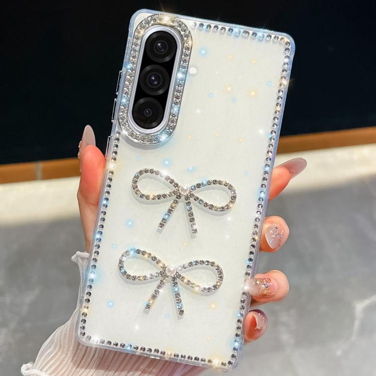 For Samsung Galaxy A36 5G Diamond Glitter Dual Bow-knot Shockproof Phone Case