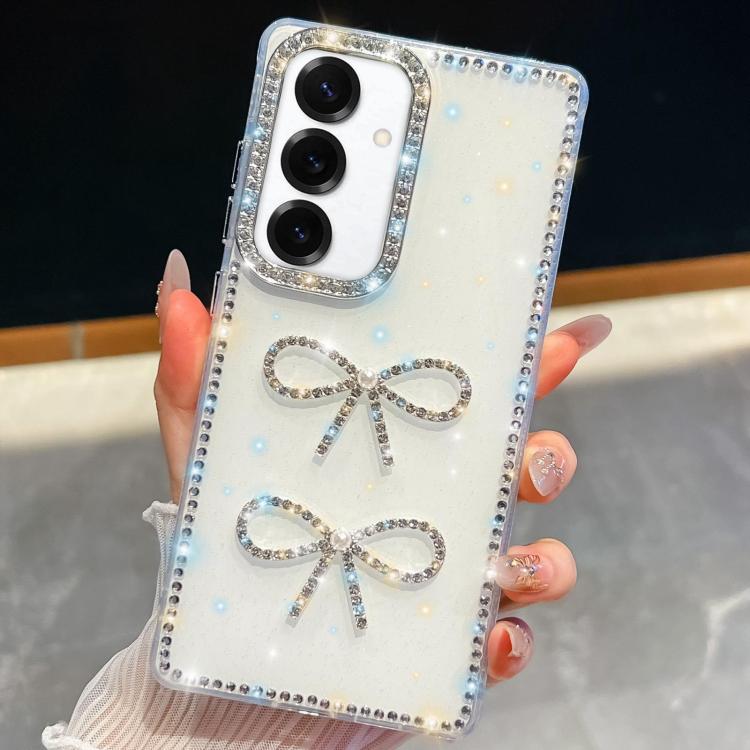For Samsung Galaxy A35 5G Diamond Glitter Dual Bow-knot Shockproof Phone Case